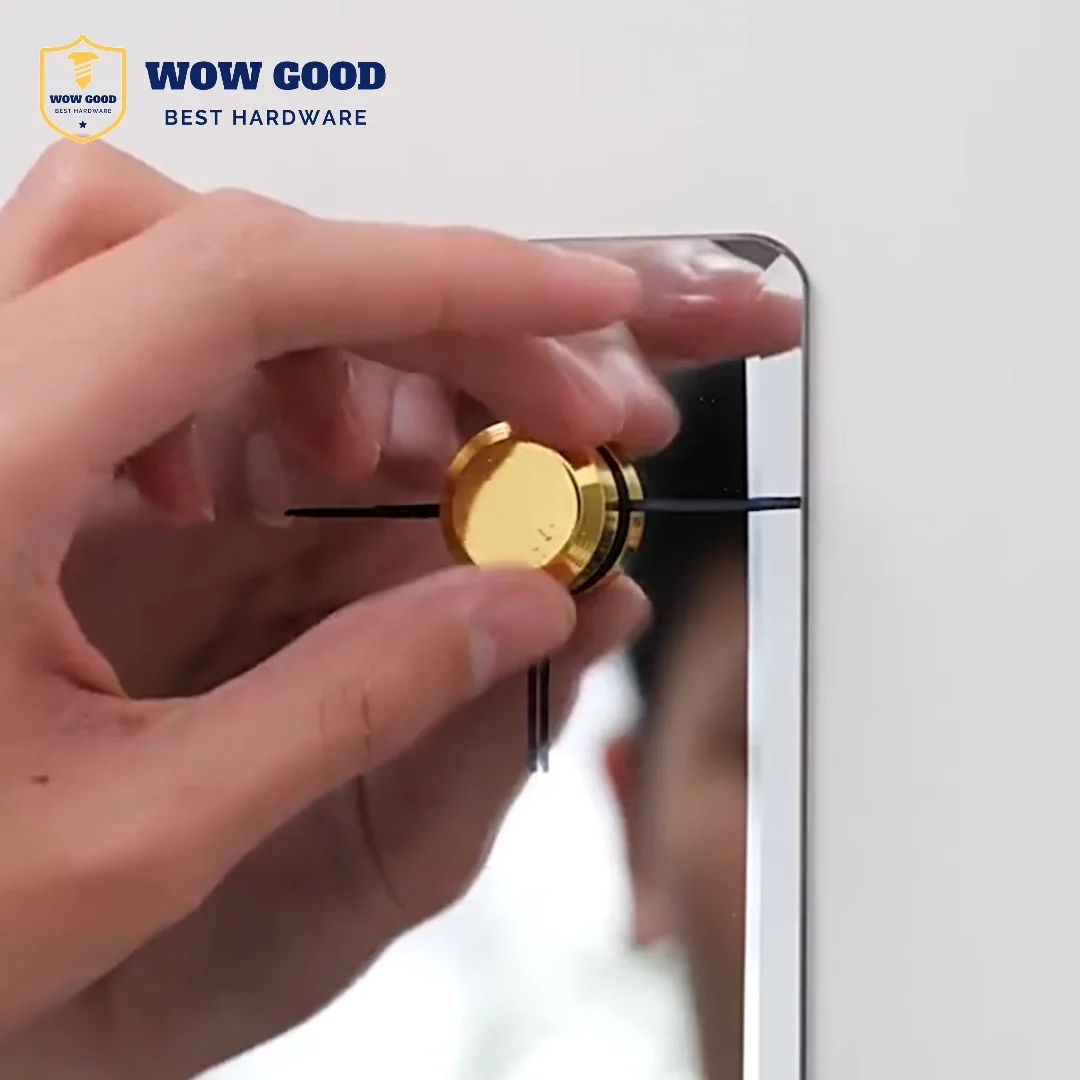 Bathroom Pure Copper Flat Cap Wall Mirror Glass Decorative Cover Nails