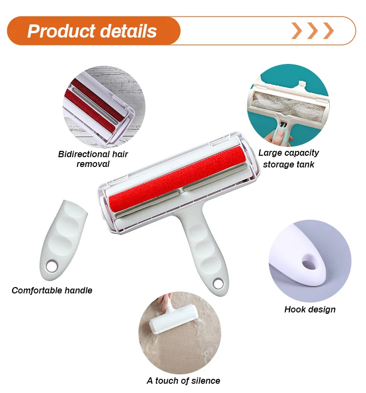 Custom Logo Self Cleaning Reusable Dog Cat Pet Hair Remover Brush Lint Roller Pet Fur Hair Remover for Pets Cleaner Brush