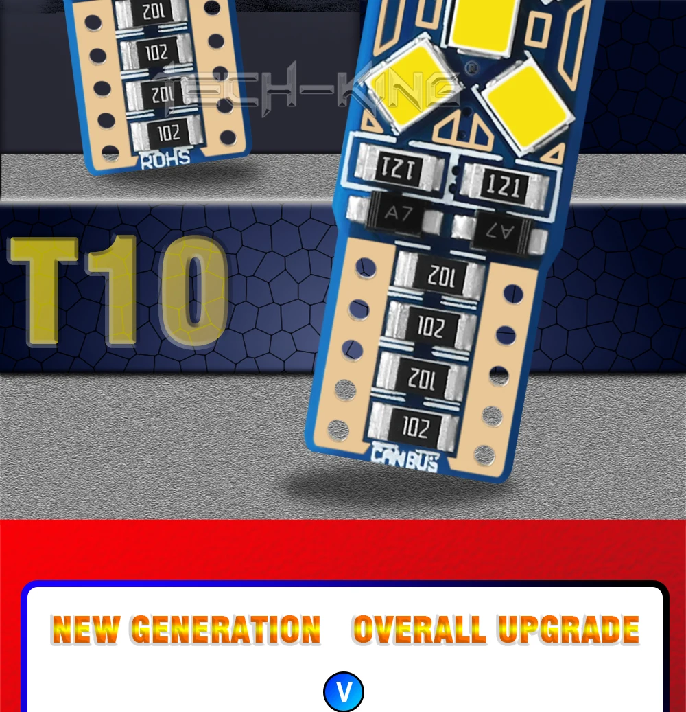 TECH-KING LED Side Light Car T10 W5w 194 168 2835 10smd Bulb Canbus Width Indicator Bulb Rear Box Light License Plate Light