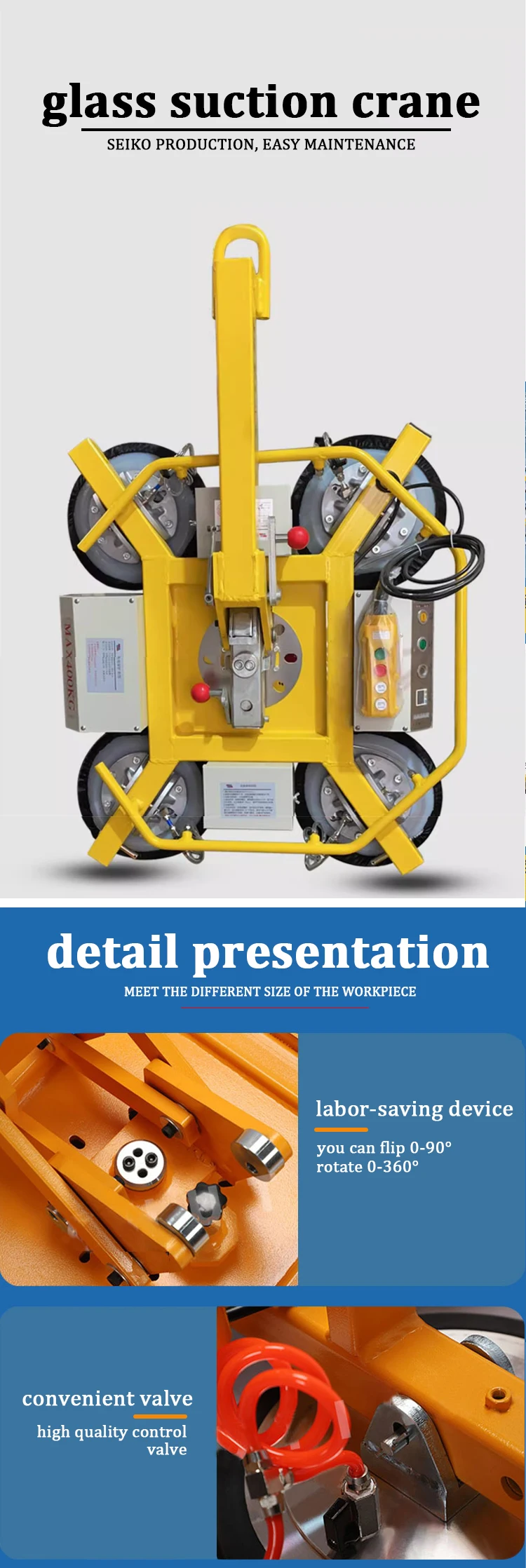 SOVE Electric Suction Crane Lifter - 400kg Glass Handling