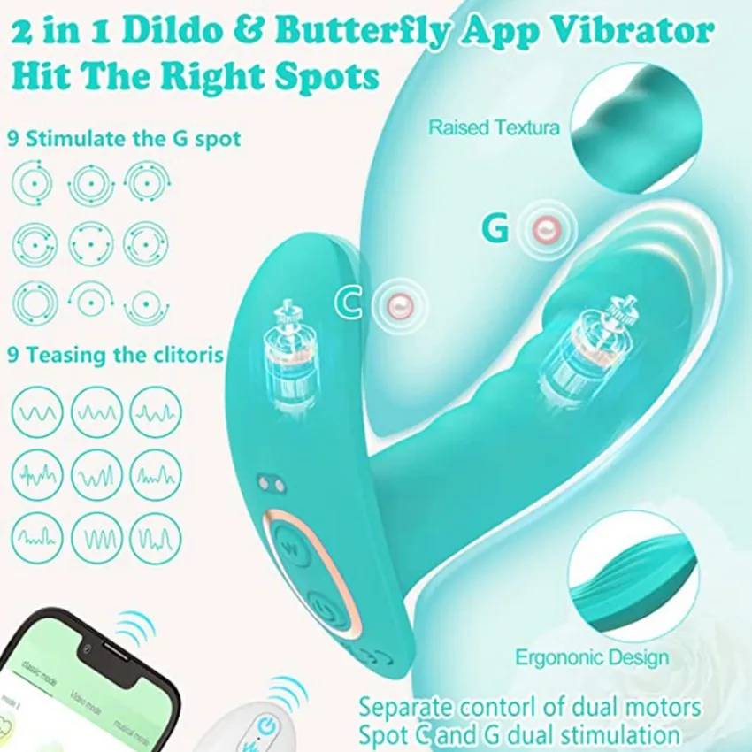 Women's Wireless APP Remote G-Spot Vibrator Multi-Frequency Clitoris Stimulator And Dildo Wearable Sex Toys_voghion.com