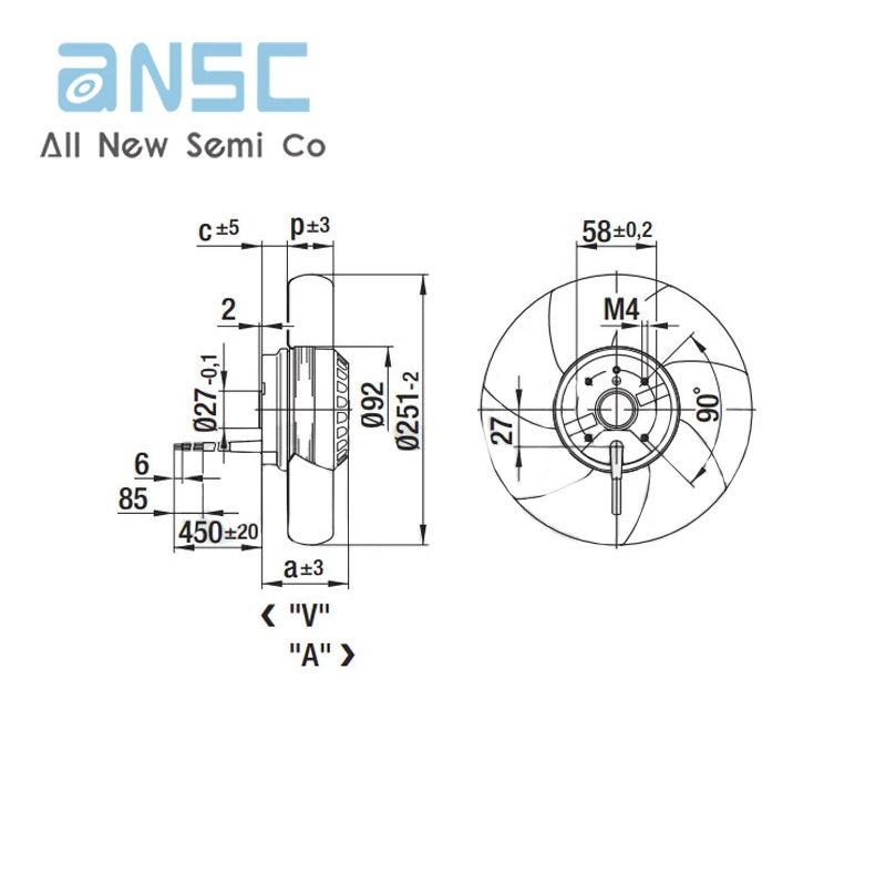 Original Axial flow fan S2E250-BL06-01 AC230V Siemens control cabinet cooling fan