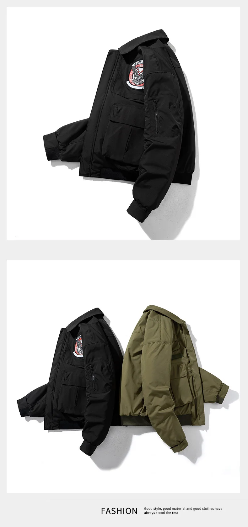 Men's Bomber Jacket American Retro Style Winter Cotton Work Wear_voghion.com