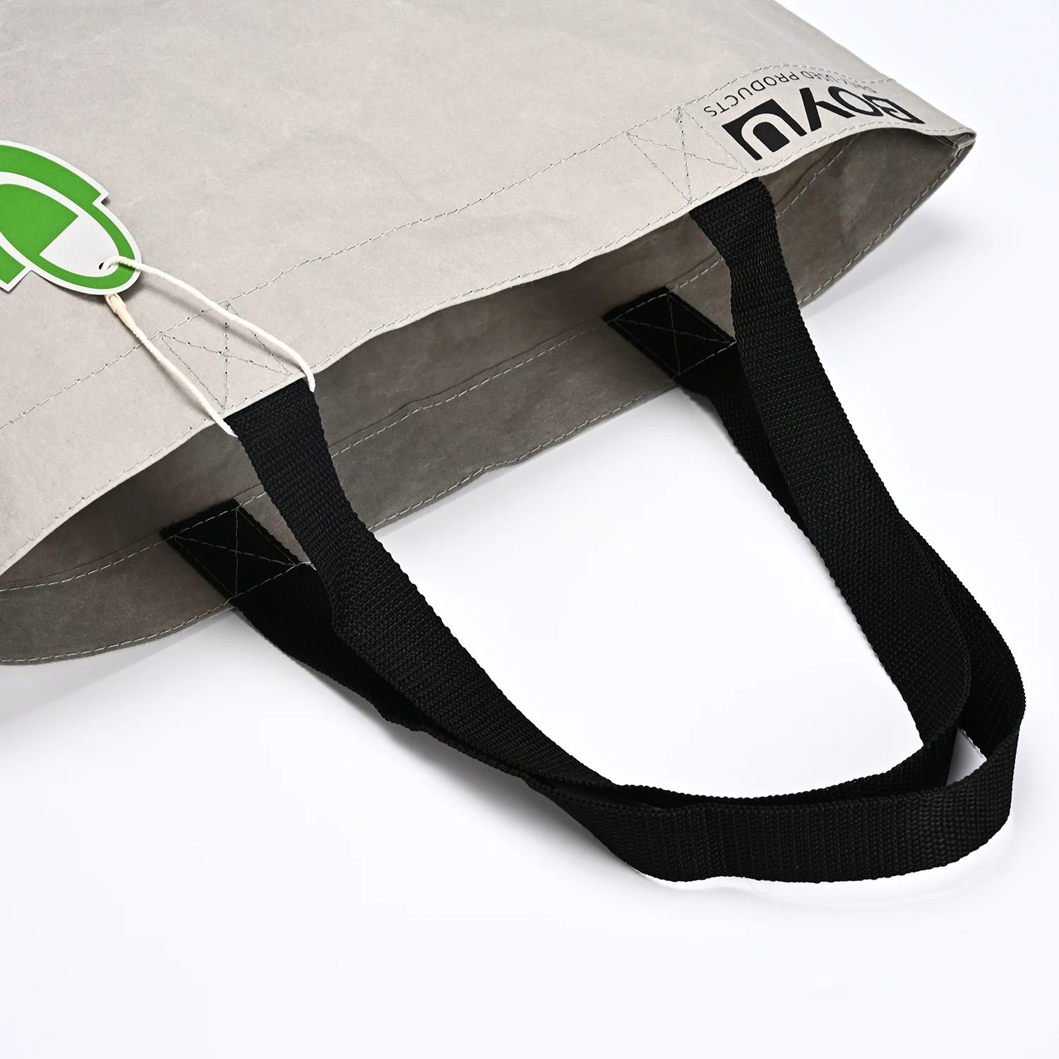 Shopping Bag Single Shoulder Handbag Dupont Paper Tote Bag Washable Kraft Paper with Cotton Linen Lining Natural Ecobags factory