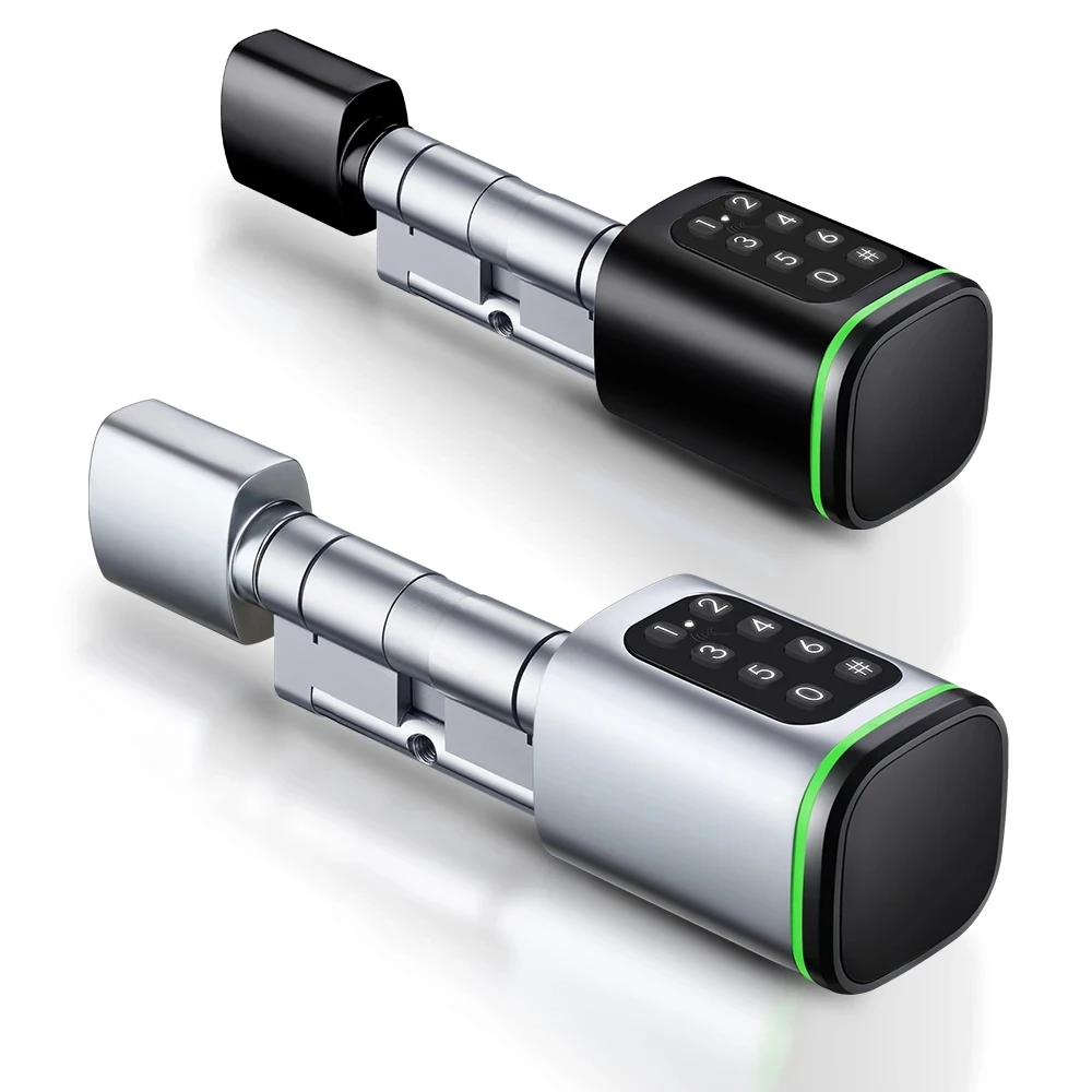 Keyless Smart Cylinder Lock with Tuya Smartlife App NFC IC Card PIN Code Mechanical Key Unlock Support Gateway