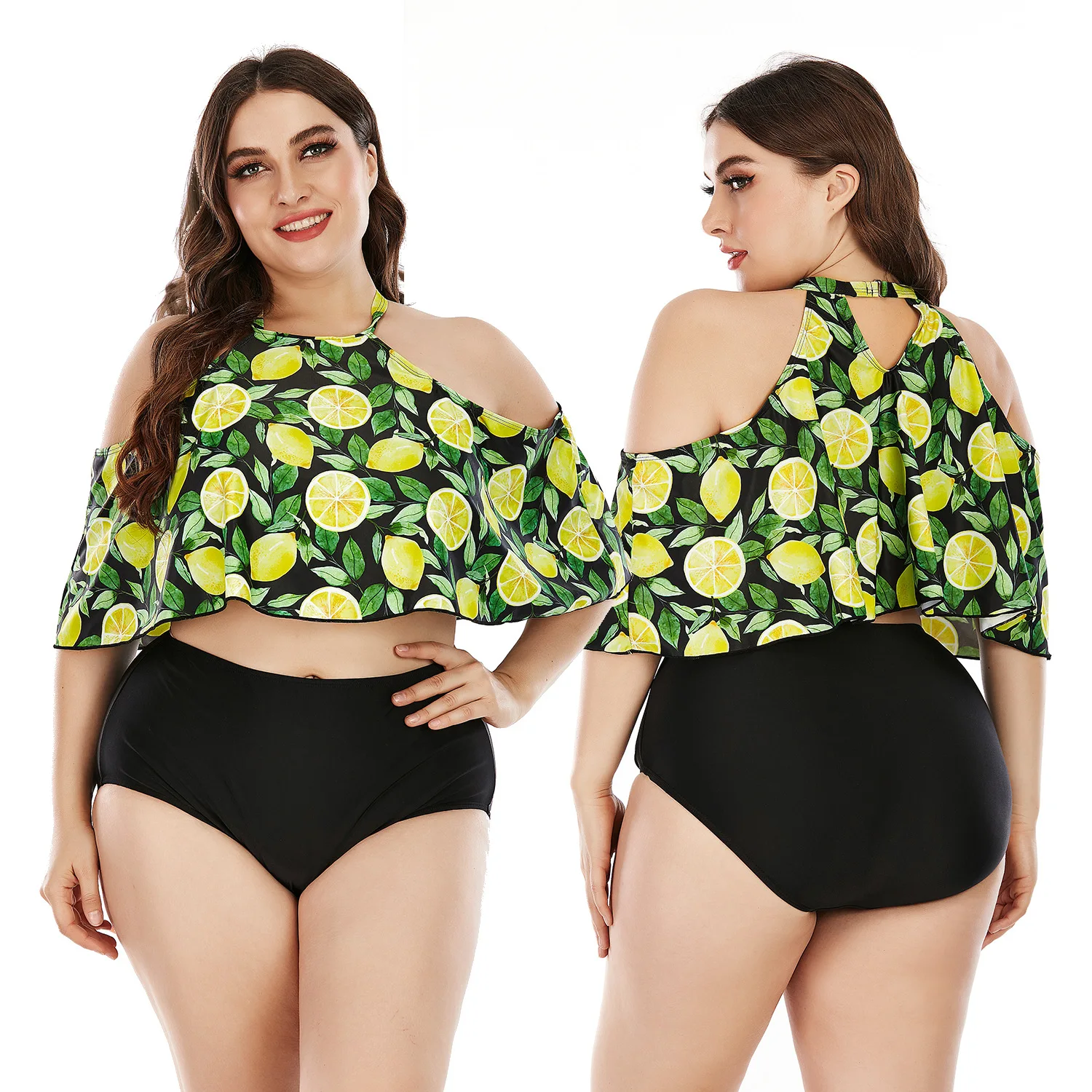 Factory Custom OEM Recycled Fabric Tube Top Plus Size Bikini Plastic Ring Decorate Bandeau Swimsuit Custom Swimwear for Women