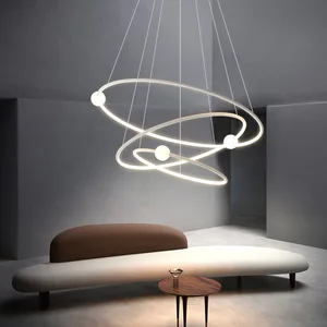 Nordic Living Room Hanging Lamp Modern Luxury LED Ring Ball Chandeliers Pendant Lights