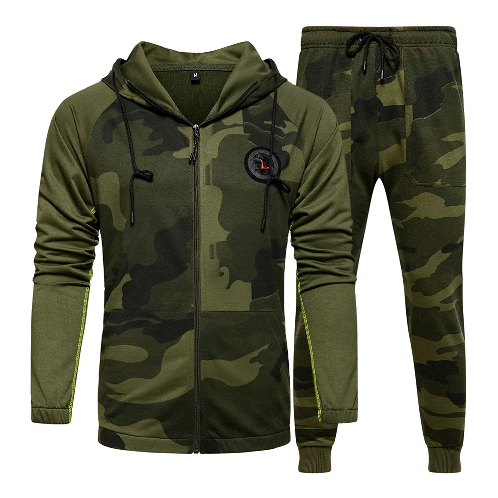 UK Men's Camouflage Tracksuit Hooded Jacket Bottoms Hoodie Trousers Sport Wear 