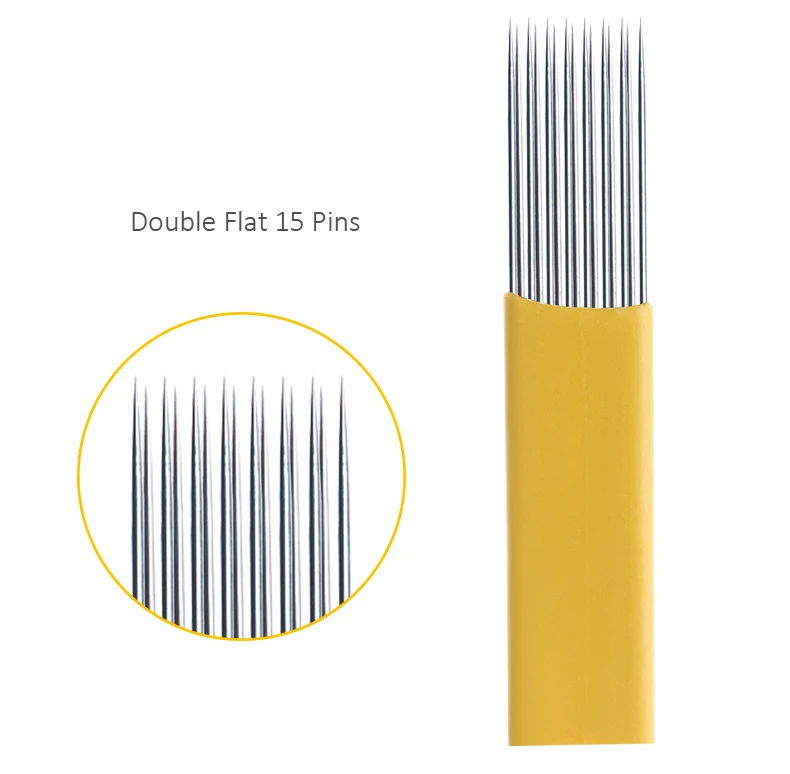 Medical Grade Stainless Steel 0.25mm Double Flat Microblading Needle for Eyebrow Tattoo and Permanent Makeup