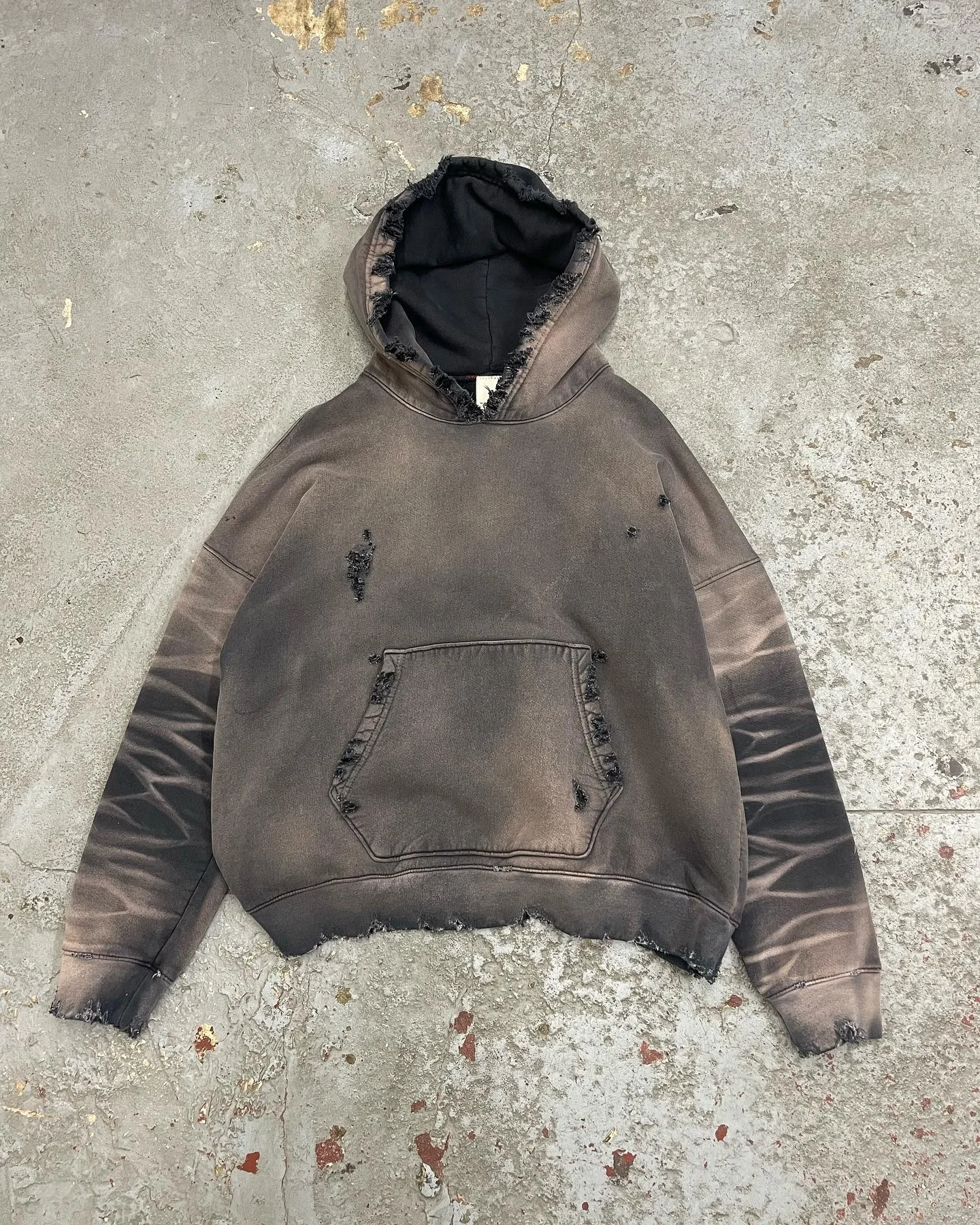 Custom Stringless Cotton Plain Blank Pullover Oversized Sun Faded Distressed Vintage Acid Wash Hoodie Hooded Sweatshirts for Men gallery 2