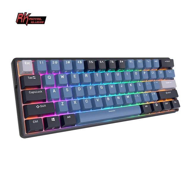 Royal Kludge RK61 Plus 60% mechanical keyboard diy keycaps hot swap three mode rgb led light 2.4g wireless gaming keyboard