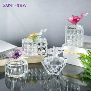 Fancy Ramadan Gift Set Carved Crystal Box with Engraved Flower Design Chocolate Glass Jars for Sugar Storage Bowl