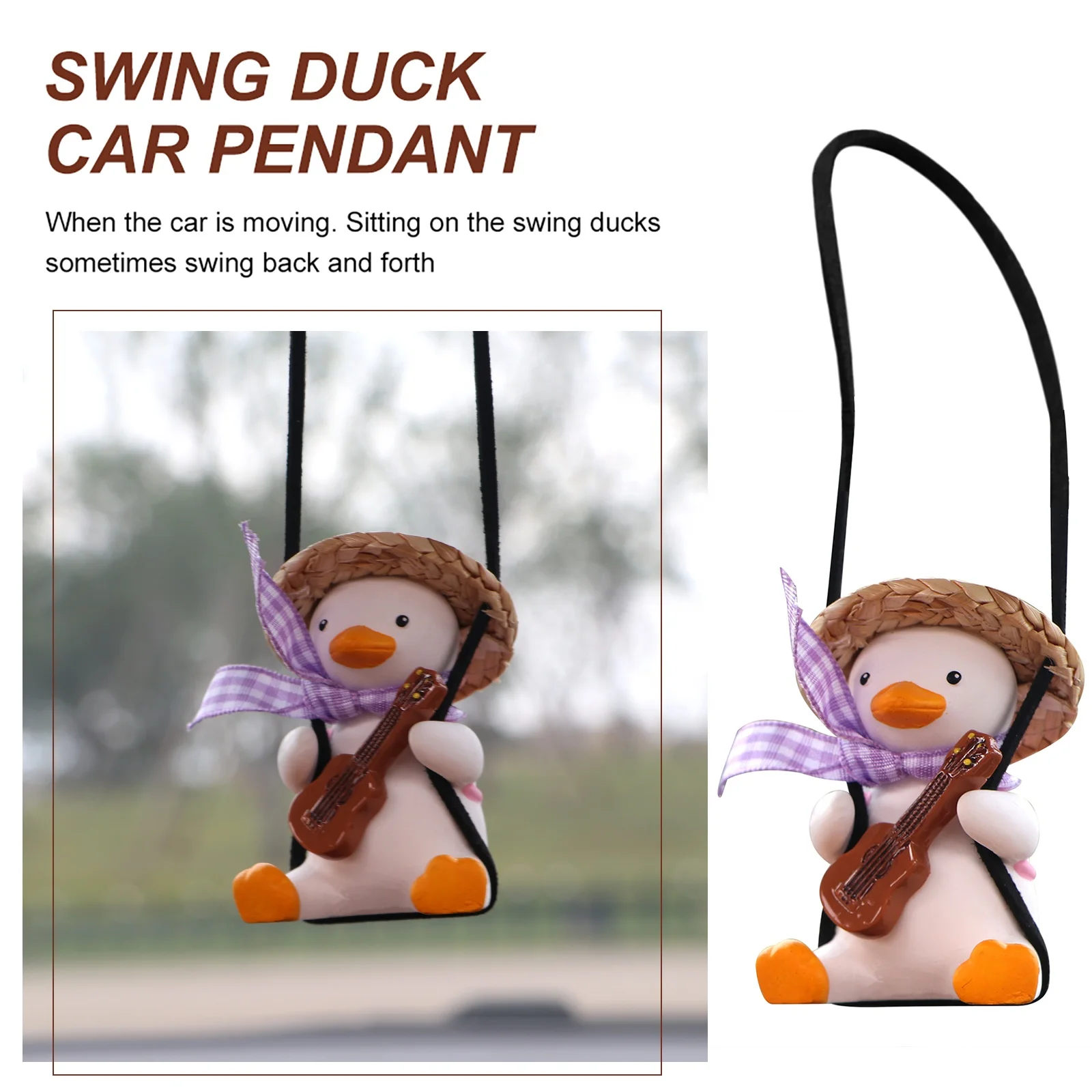 Gypsum Cute Anime Car Accessory Swing Duck Pendant Auto Rearview Mirror  Ornaments Birthday Gift Couple Accessories Car Fragrance