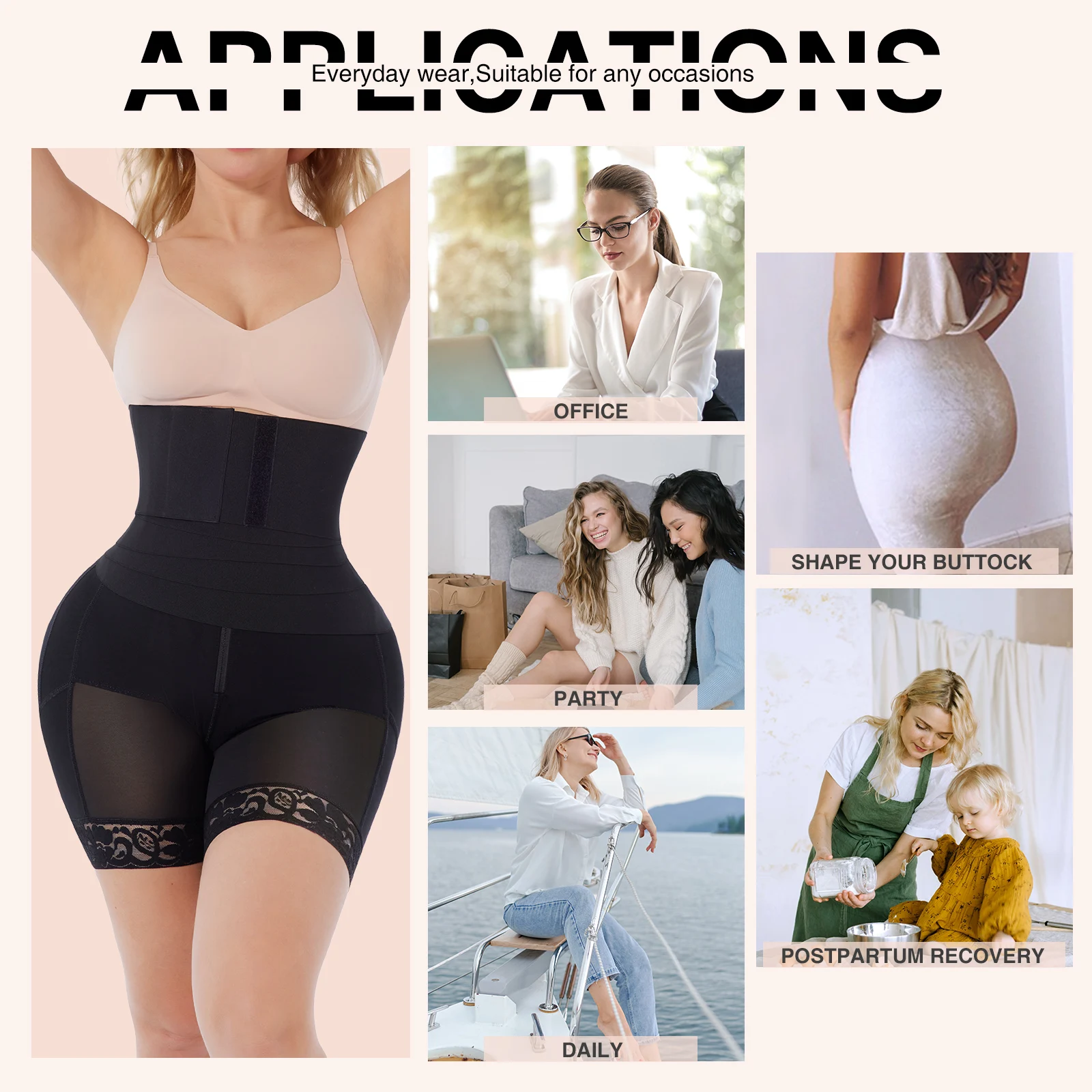 HEXIN Logo Service Belly Waist Wrap Snatch Me up Waist Trainer Wrap Butt Lifter With Waist Wrap Seamless Shapewear Shorts