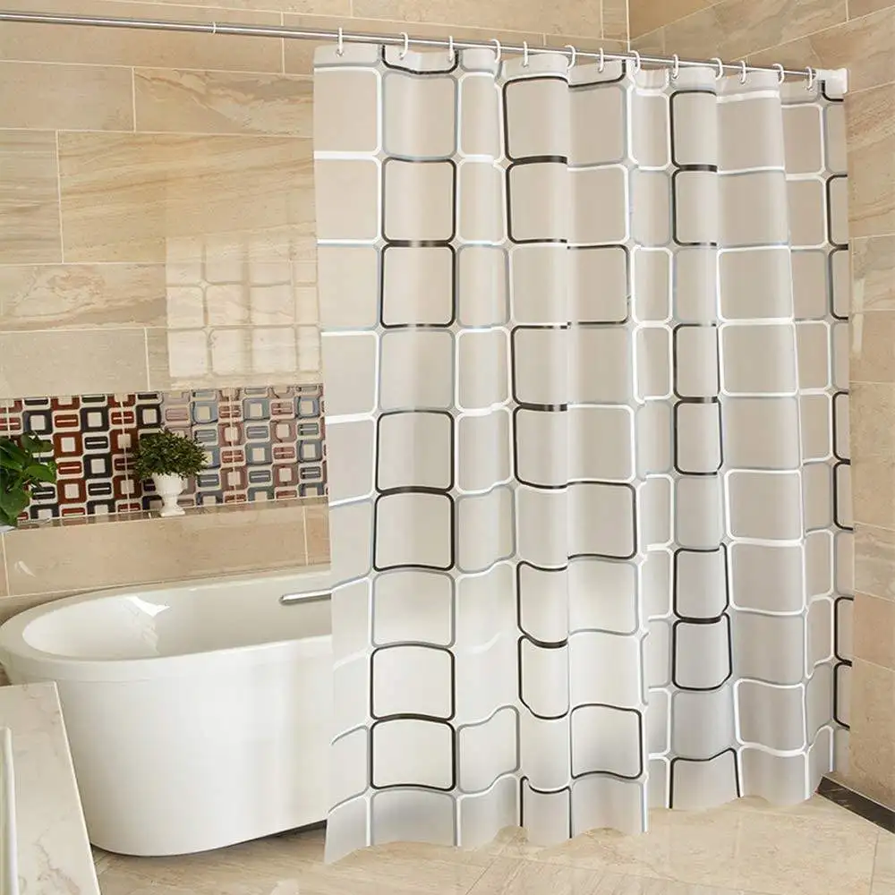 Clear Shower Liner Transparent 3d Print Peva Hookless Shower Curtain Liner,Waterproof Plastic