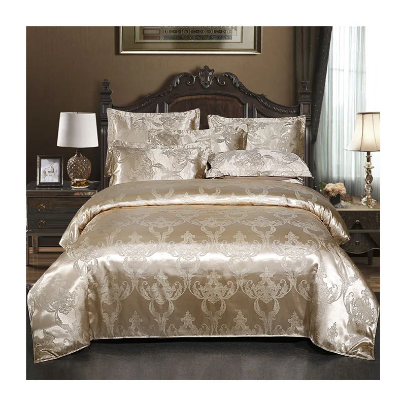 Satin Jacquard Bedding Set Luxury European Style Duvet Quilt Cover & Pillowcases 