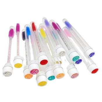 Stylish Cleaning Eyelash Brush Wand Tube Diamond Mascaras Disposable Spoolies