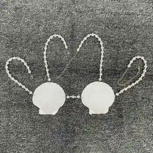 Dropshipping 2026 Luxury Party Elegant Club Wear Bra Sexy Pearl Women tank Tops With Chains