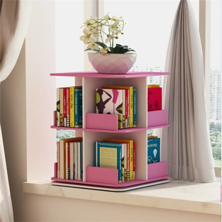 Wholesale Customized Rotation Wooden Book Shelf Home Use Kindergarten Book Shelf