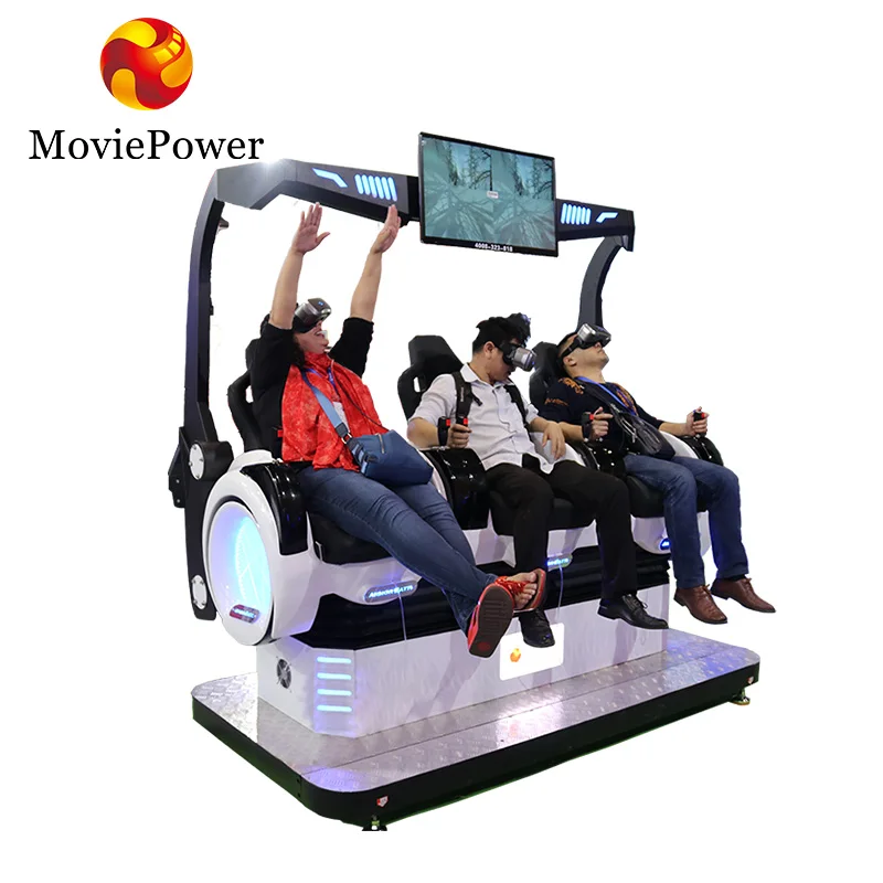 Virtual Reality Simulation Rides 3 Seats 9d 360 Vr Cinema Motion Chair Shooting Interactive Games for Shopping Mall and Fun City