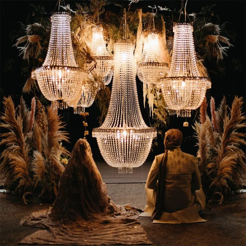 Breathtaking Unique Wedding Decoration Ideas Pendant lights to Brighten Luxury Waterproof Outdoor Wedding Crystal Chandeliers