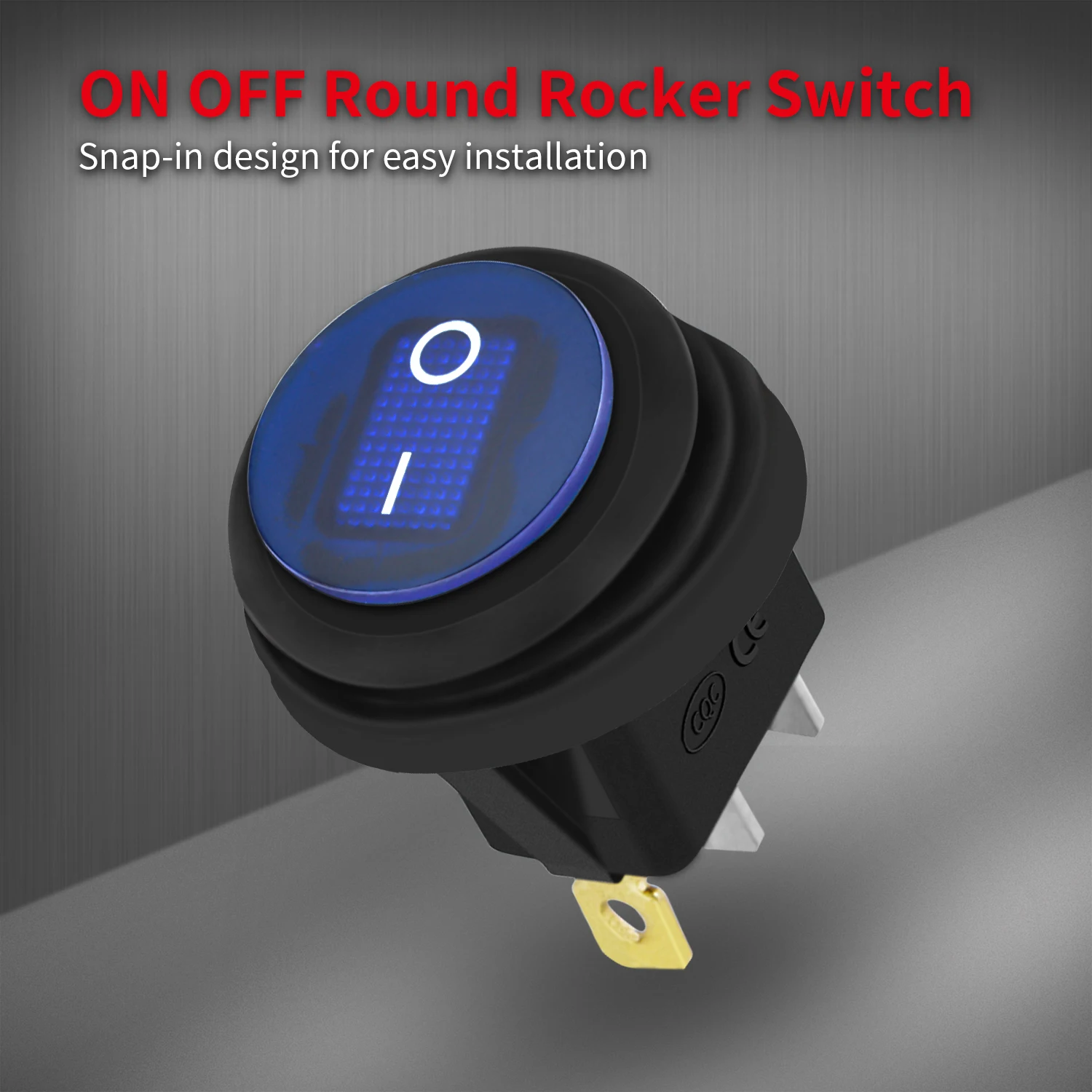 5-Pack 12V 20A Blue LED Rocker Toggle Switch - SPST ON/OFF, Universal For Car, Truck, Boat, Marine