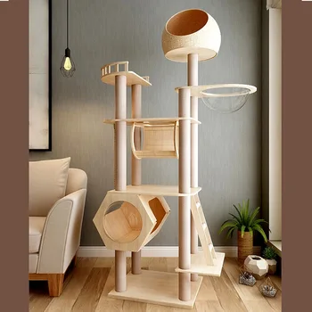 New products Mounted Wall Mounted Solid Wood Cat Climbing Frame Nest Scratching Board