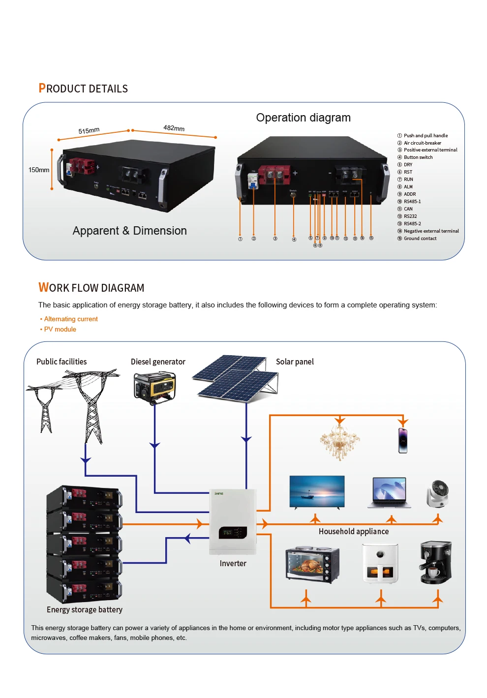 Energy Storage Battery Rack Mounted 51 2v 48v 100ah For Energy Storage Battery With 5years