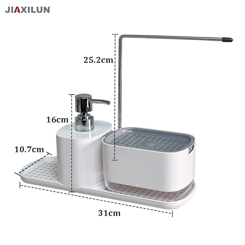 Updated New Kitchen Dishes Washing Soap Dispenser with Sponge Holder and Extra Organizer 2024 Hot Product Liquid Soap Dispenser