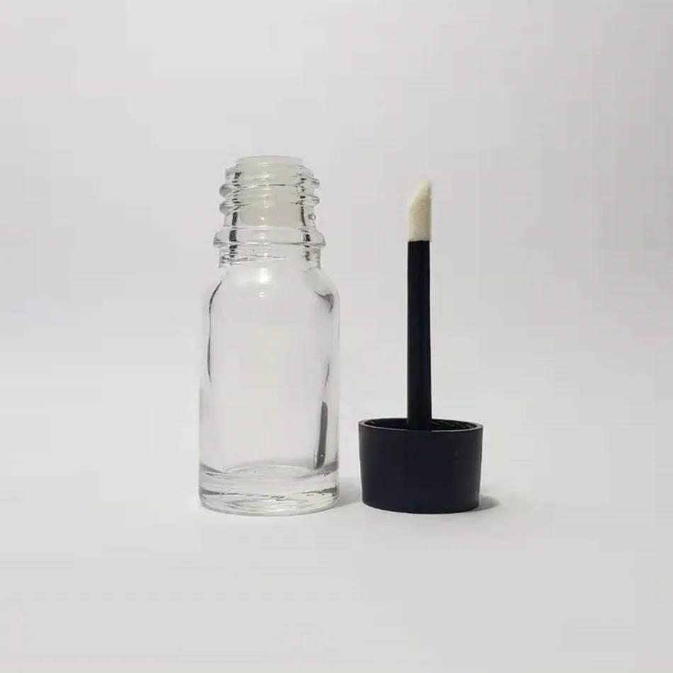 10ml 10g Gradient Glass Lip Gloss Tube 10ml Transparent Essential Oil Lip Gloss Bottle with Doe Foot Applicator