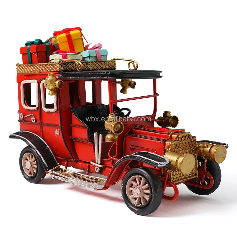 SSBH Classic Car Simulation Alloy Car Model Red Car Model Ornaments Bar Photography Props for Home Decoration Collection Birthday Christmas Kids Toys Gift 