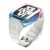 pin buckle-purple blue gradient case-white strap