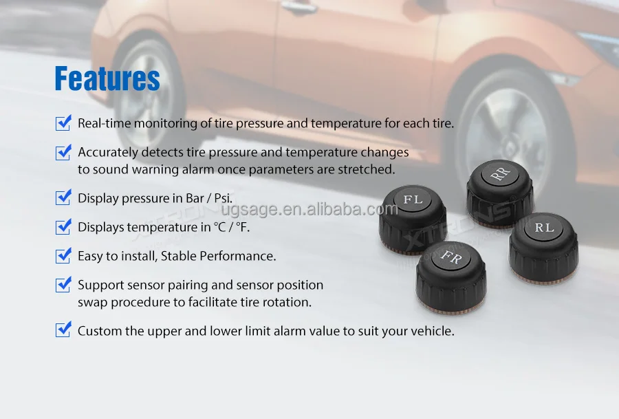 Car Auto TPMS Tire Pressure Monitoring System for XTRONS Android Units 