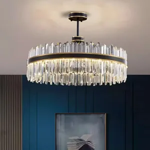 Modern Hotel Glass Crystal Post Modern Black Ceiling Pendant Lamp Gold Luxury K9 Crystal Chandelier Pendant Light