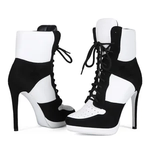 BUSY GIRL XYZ2508 Custom Heels with logo Women Heels Sports Lace-up Stiletto Heels Large Size 44 Color Women's Short Boots 2026