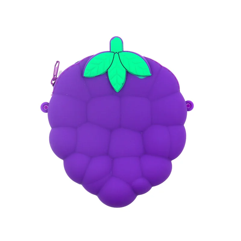 Grape orange Fashion Girls Mini Money Bag Lovely Cute Cartoon Pouch Women Small Wallet Soft Silicone Coin Purse