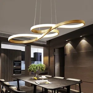 Zeal Lighting Designer Minimalist Nordic Restaurant Kitchen Iron Curved Linear Ring Pendant Lights