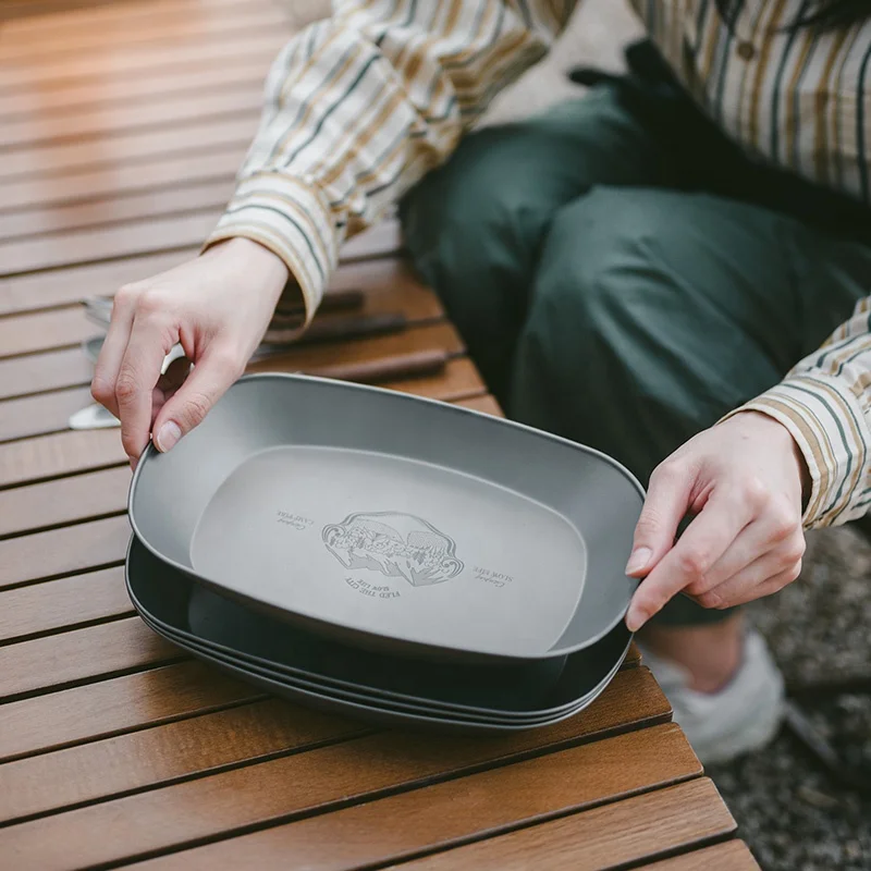 Naturehike Titanium Skuff Bærbar Utendørs Camping Piknik Grill Bestikk Piknik tallerkener Skål