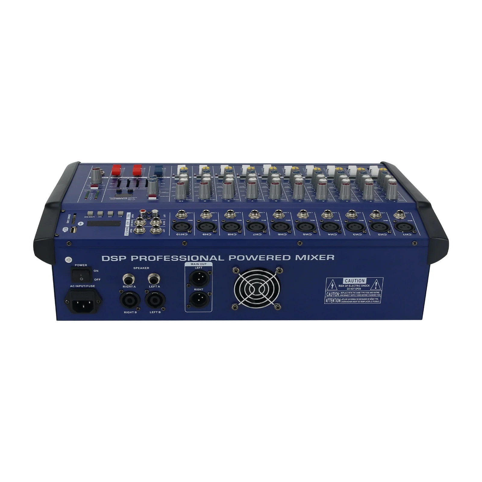 2000Watts 10 Channel Professional Powered Mixer Power Mixing Amplifier Amp Audio Mixer