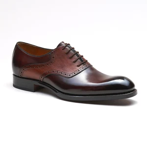 Goodyear Welted Shoes Men Leather Lace-Up Wear Resistant Handmade Formal Luxury Office Oxford Dress Shoes