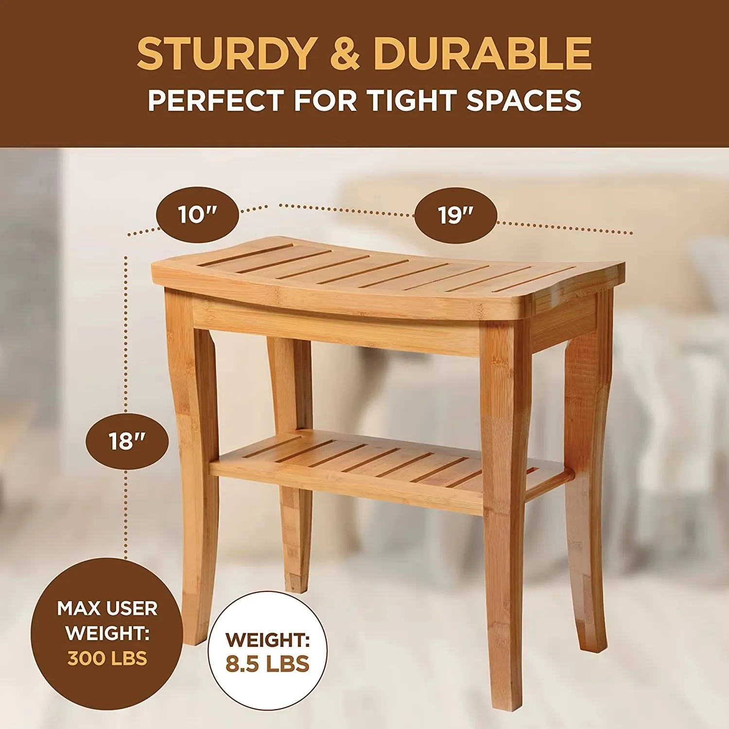 product customized modern bamboo stool anti slip waterproof living room furniture bath chair storage bench bathroom accessories-8