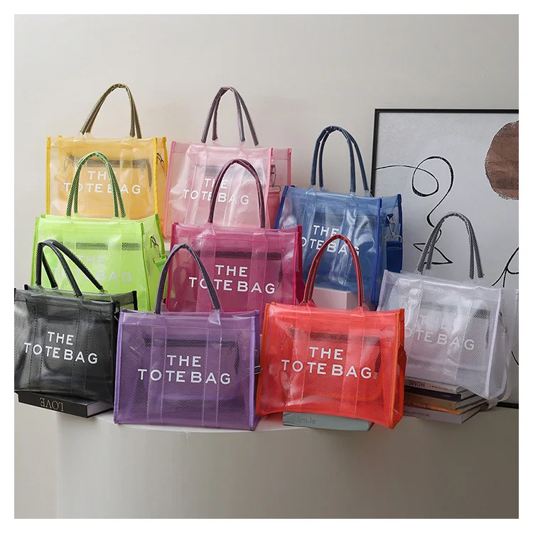 Fashion Transparency Pvc Clear Tote Bags Shoulder Handbag Beach Bag ...