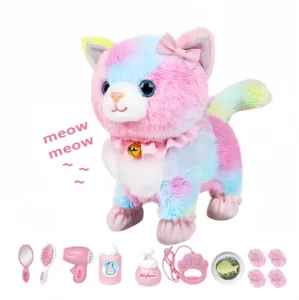 EPT Wholesale Kids Remote Control Stuffed Animal Toy Interactive Electronic Walking and Barking Plush Toy Cat Animal Toy