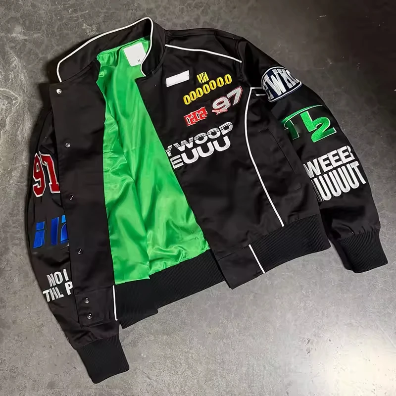 Custom Motorcycle Baseball Printed Letterman Varsities Jacket Racing Embroidered Padded Jacket for Men gallery 2
