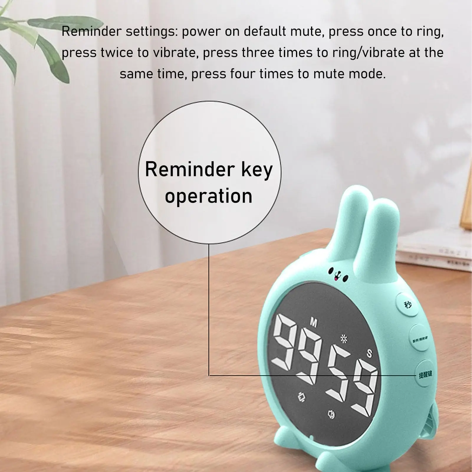 Countdown Stopwatch Timer Cute Bunny Classroom Timer Magnetic Back Improved Time Management Skills LCD Kitchen Timer