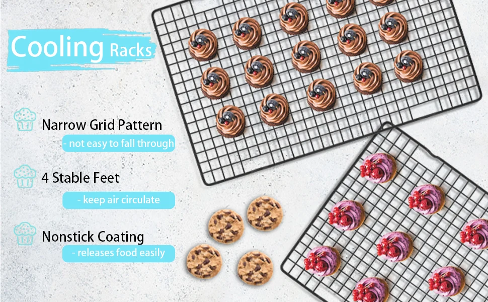 4 Pack Black Heavyduty Wire Cooking Rack Baking Racks Nonstick Baking