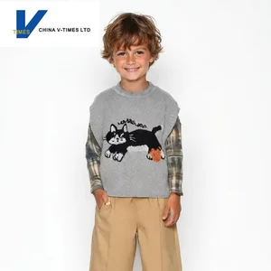 China V-Times Boys Baby Children's Spring Autumn Knitted Sweater Vest 2026 New Foreign Style Fashion