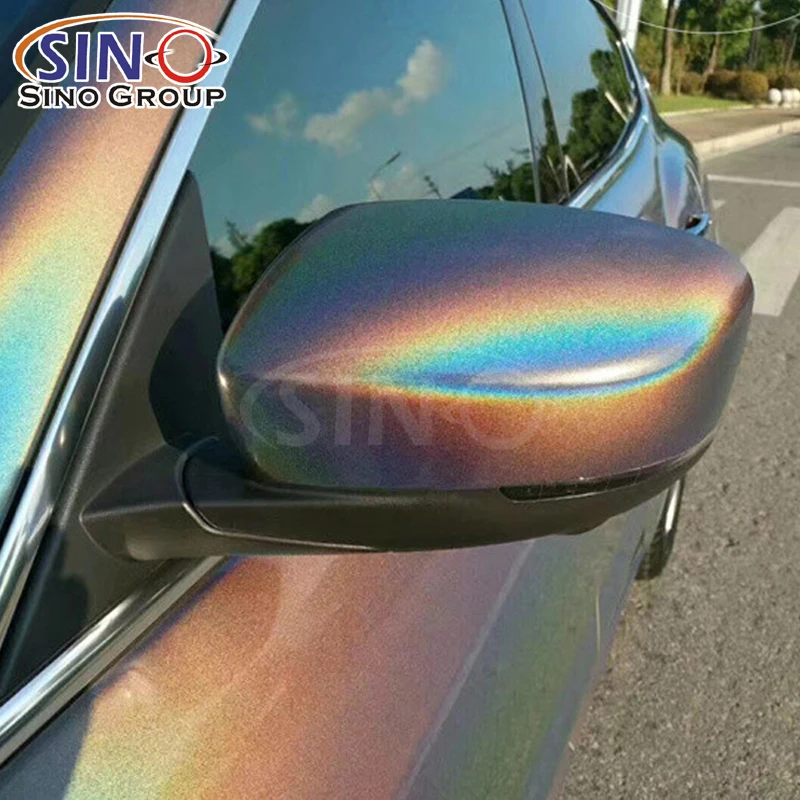 Iridescent Black Holographic Laser Chrome Glow in the Dark Outdoor White Reflective Car Wrap Vinyl