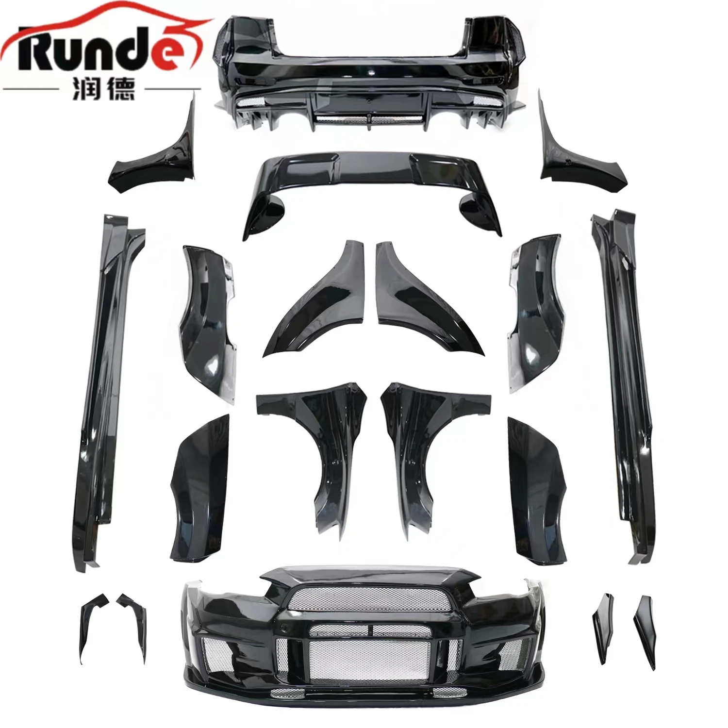 Runde FRP Material For Mitsubishi Lancer Upgrade Vari Style Wide Body Kit Front Bumper Rear Bumper