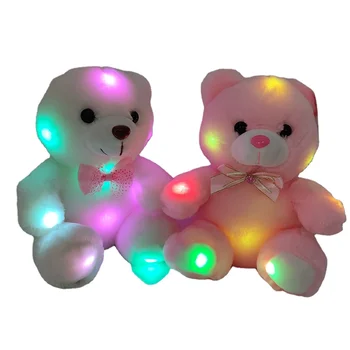 2022 Factory Direct Wholesale 22CM Plush Valentines Bear Stuffed Toys Kids Light up LED Glowing Teddy Bear